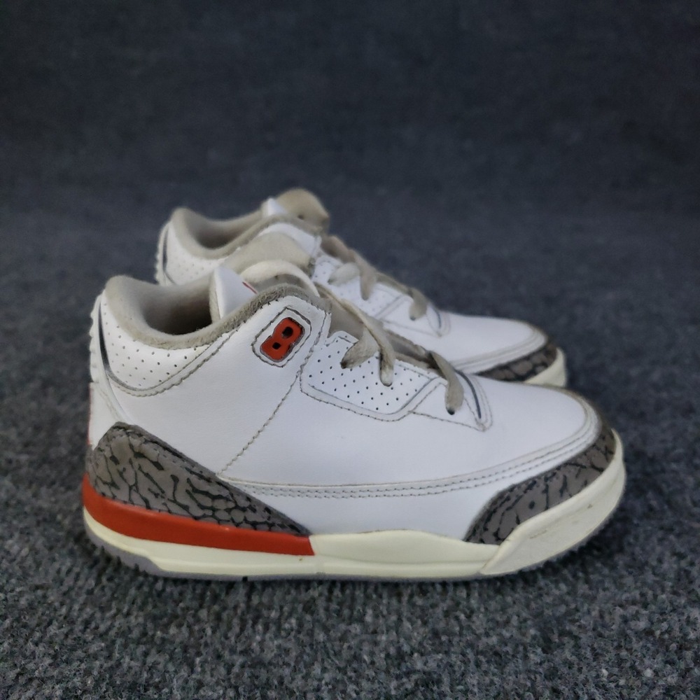 Nike Air Jordan 3 Retro Shoes Georgia Peach Toddler Size 9C White Sneakers